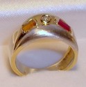 Vintage 14K Gold Multi Gem & Diamond Ring (6¼) 