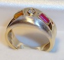 Vintage 14K Gold Multi Gem & Diamond Ring (6¼) 