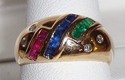 Vintage 10K Yellow Gold Multi Gem & Diamond Ring (