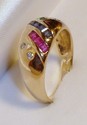 Vintage 10K Yellow Gold Multi Gem & Diamond Ring (