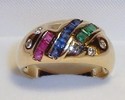 Vintage 10K Yellow Gold Multi Gem & Diamond Ring (