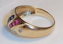 Vintage 10K Yellow Gold Multi Gem & Diamond Ring (