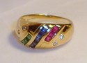 Vintage 10K Yellow Gold Multi Gem & Diamond Ring (