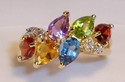 Vintage 14K Yellow Gold Multi Gem & Diamond Ring (