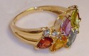 Vintage 14K Yellow Gold Multi Gem & Diamond Ring (