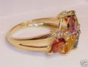 Vintage 14K Yellow Gold Multi Gem & Diamond Ring (