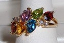 Vintage 14K Yellow Gold Multi Gem & Diamond Ring (