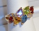 Vintage 14K Yellow Gold Multi Gem & Diamond Ring (