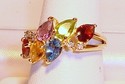 Vintage 14K Yellow Gold Multi Gem & Diamond Ring (