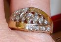 Vintage 14K Yellow Gold Diamond Florentine Ring (6