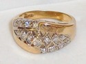 Vintage 14K Yellow Gold Diamond Florentine Ring (6