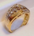 Vintage 14K Yellow Gold Diamond Florentine Ring (6