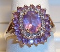 Vintage 10K Yellow Gold Amethyst & Diamond Ring (8