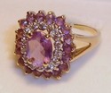 Vintage 10K Yellow Gold Amethyst & Diamond Ring (8