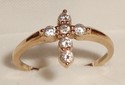 Vintage 10K Yellow Gold Cubic Zirconia Cross Ring 