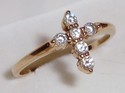 Vintage 10K Yellow Gold Cubic Zirconia Cross Ring 