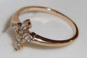 Vintage 10K Yellow Gold Cubic Zirconia Cross Ring 