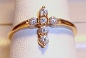 Vintage 10K Yellow Gold Cubic Zirconia Cross Ring 