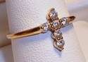 Vintage 10K Yellow Gold Cubic Zirconia Cross Ring 