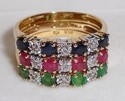 Vintage 14K Yellow Gold Multi-Gem & Diamond Ring (