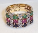 Vintage 14K Yellow Gold Multi-Gem & Diamond Ring (