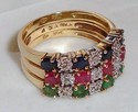 Vintage 14K Yellow Gold Multi-Gem & Diamond Ring (