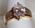 Vintage Korea 14K Yellow Gold Cubic Zirconia Ring 