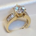 Vintage Korea 14K Yellow Gold Cubic Zirconia Ring 