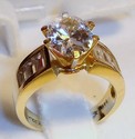 Vintage Korea 14K Yellow Gold Cubic Zirconia Ring 