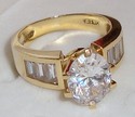 Vintage Korea 14K Yellow Gold Cubic Zirconia Ring 