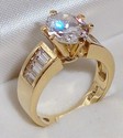 Vintage Korea 14K Yellow Gold Cubic Zirconia Ring 