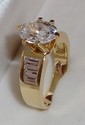 Vintage Korea 14K Yellow Gold Cubic Zirconia Ring 