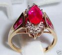 Vintage 10K Yellow Gold Ruby & Diamond Ring (7) 