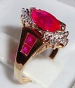 Vintage 10K Yellow Gold Ruby & Diamond Ring (7) 