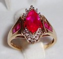 Vintage 10K Yellow Gold Ruby & Diamond Ring (7) 