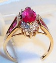 Vintage 10K Yellow Gold Ruby & Diamond Ring (7) 