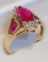 Vintage 10K Yellow Gold Ruby & Diamond Ring (7) 