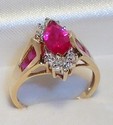 Vintage 10K Yellow Gold Ruby & Diamond Ring (7) 