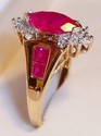 Vintage 10K Yellow Gold Ruby & Diamond Ring (7) 