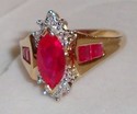 Vintage 10K Yellow Gold Ruby & Diamond Ring (7) 