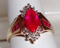 Vintage 10K Yellow Gold Ruby & Diamond Ring (7) 