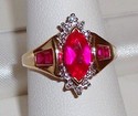 Vintage 10K Yellow Gold Ruby & Diamond Ring (7) 