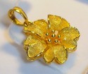 Vintage 9999 24K Yellow Solid Gold Floral Pendant 