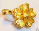 Vintage 9999 24K Yellow Solid Gold Floral Pendant 