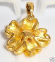 Vintage 9999 24K Yellow Solid Gold Floral Pendant 