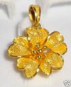 Vintage 9999 24K Yellow Solid Gold Floral Pendant 