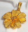 Vintage 9999 24K Yellow Solid Gold Floral Pendant 