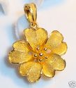 Vintage 9999 24K Yellow Solid Gold Floral Pendant 