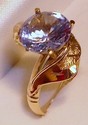 Vintage 14K Yellow Textured Gold Topaz Ring (6½) 