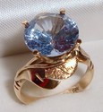 Vintage 14K Yellow Textured Gold Topaz Ring (6½) 